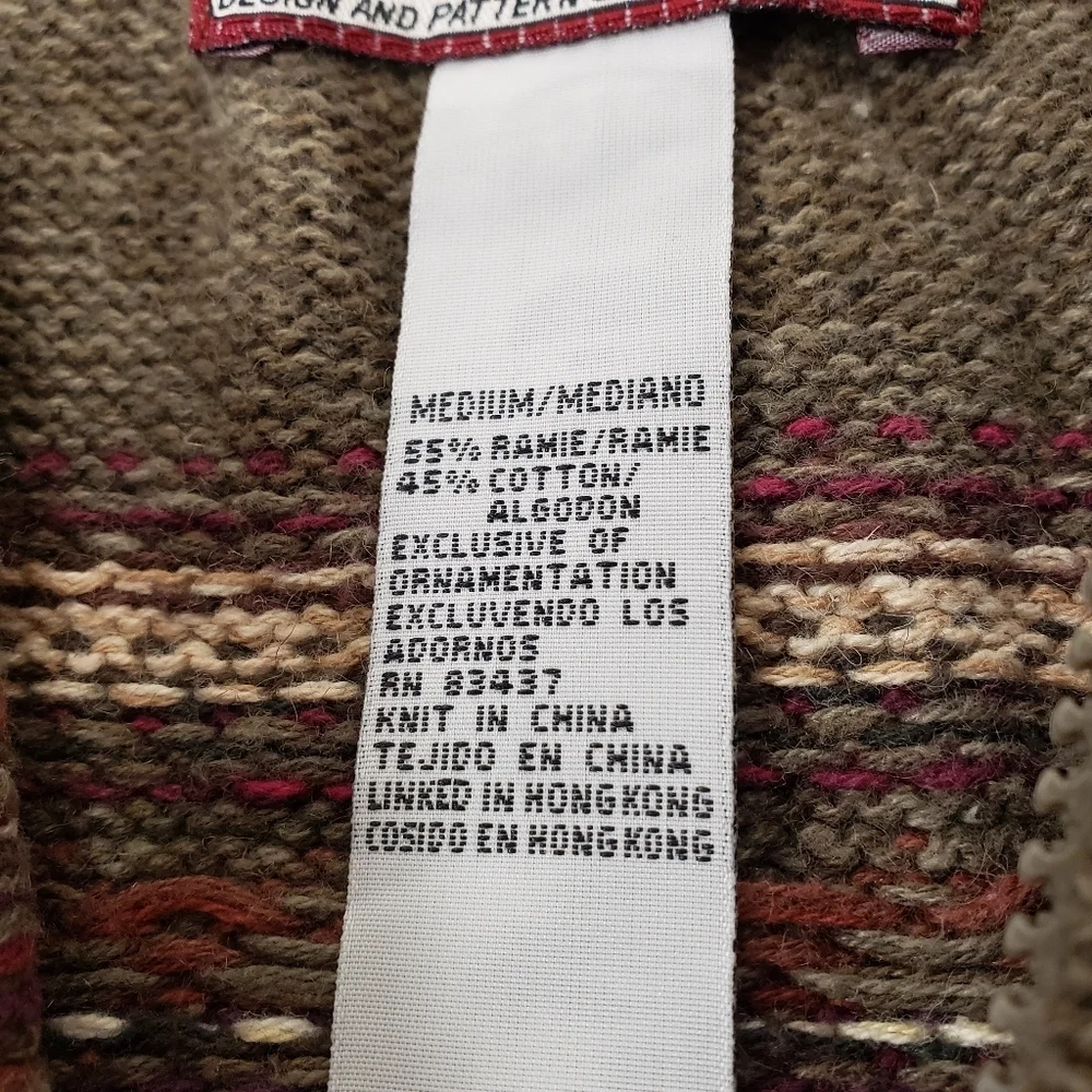 Tiara International Womens Full Zip Sweater Jacket Fair Isle Size Medium - Picture 6 of 8
